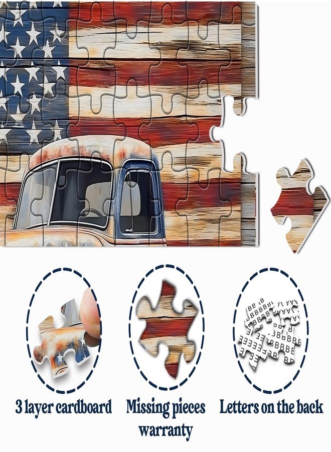 PPuzzling American Truck Puzzles for Adults 1000 Pieces, Vintage USA Flag Jigsaw Puzzles, Retro Patriotic Challenging Puzzle - Image 5